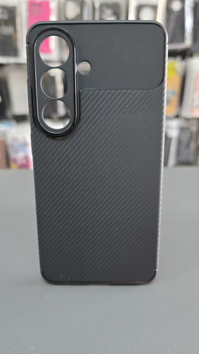 Черен кейс карбон за Samsung S26 силиконов гръб със защита на камерата