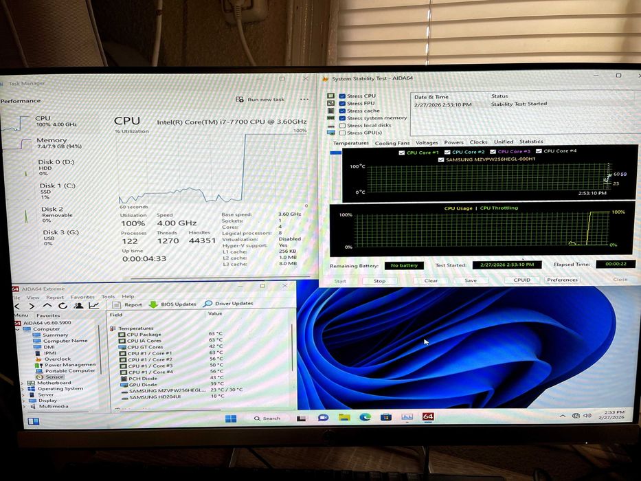 Unitate PC HP z240 I7 7700 Nvidia Quadro P400 2GB 256GB SSD 2TB HDD