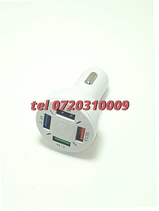 Incarcator Universal Masina Auto 4 Porturi Bricheta Usb Qc Fastcharge