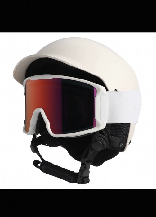 Горнолыжный шлем + маска | Matt Black / Red Mirror