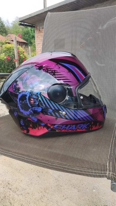 Каска за мотор Shark D-Skwal 2 Atraxx черно/лилаво размер XS