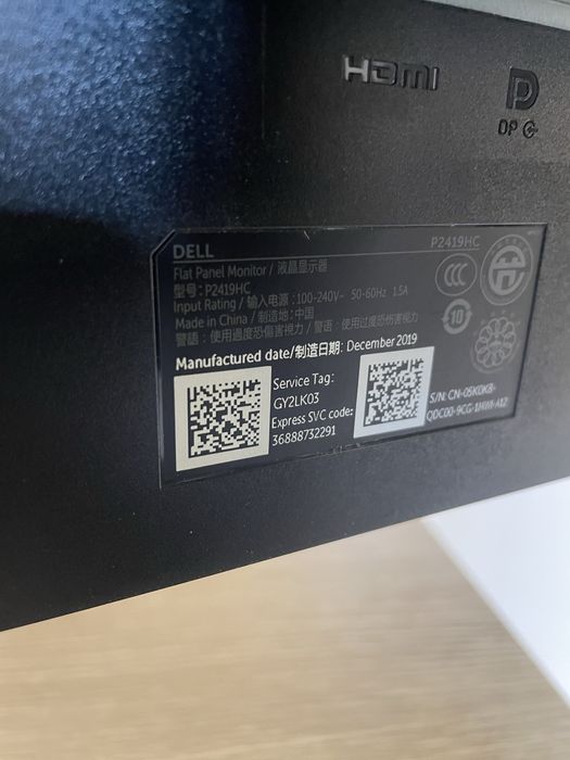 Монитор Dell P2419HC, 24" (60.96 cm) IPS панел