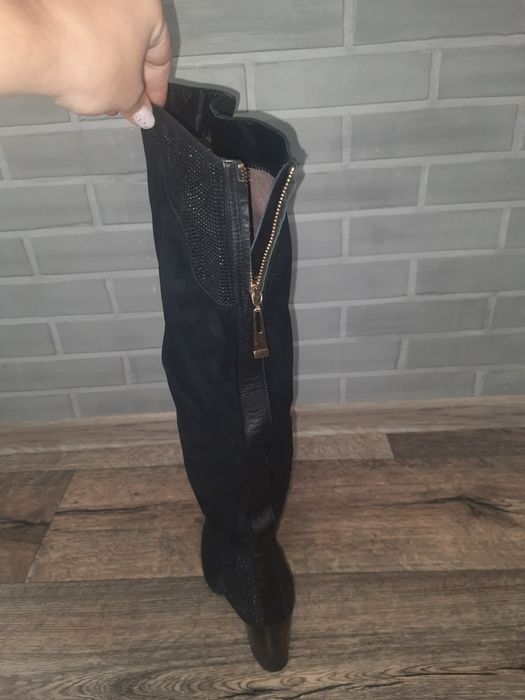 Зимние сапоги, замша