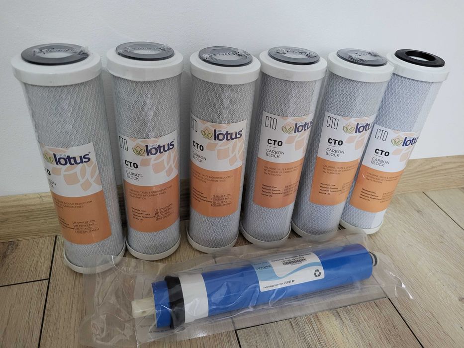 6 Cartuse cu carbon activ bloc + 1 cartus Lotus,osmoza inversa Nano