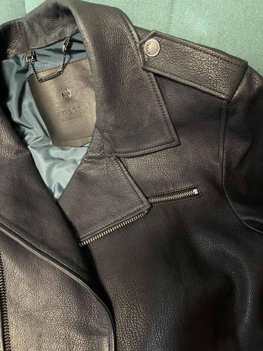 Geacă biker din piele naturală STEEL Leather & Fur | M/L | Ca nouă
