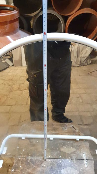 Oglinda de perete cu raft cadru metal alb