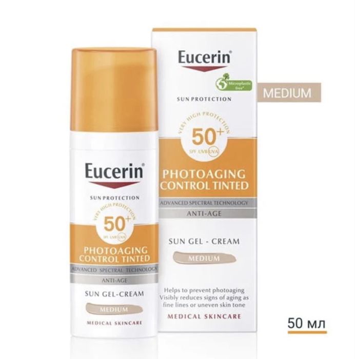 Eucerin Photoaging control SPF50+ Оцветен слъзащитен гел-крем за лице