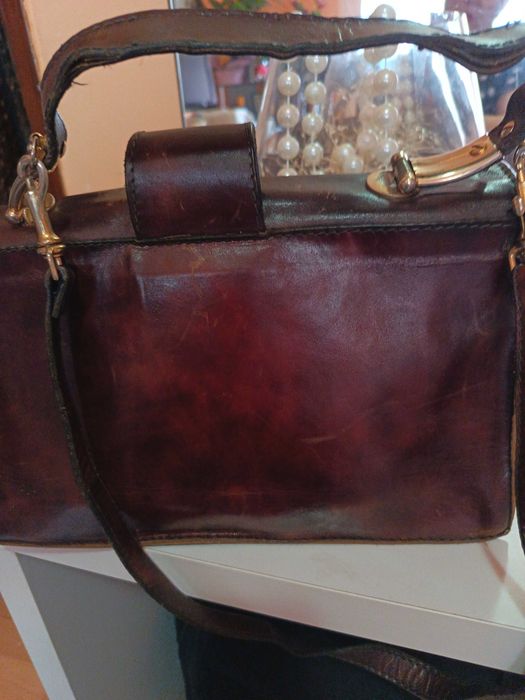 Geantă damă piele naturală maro vintage – preț bun!