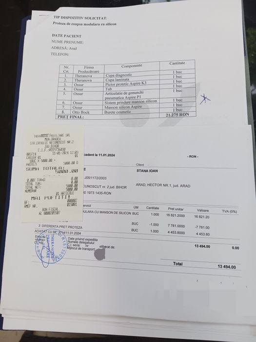 Vând proteză picior drept