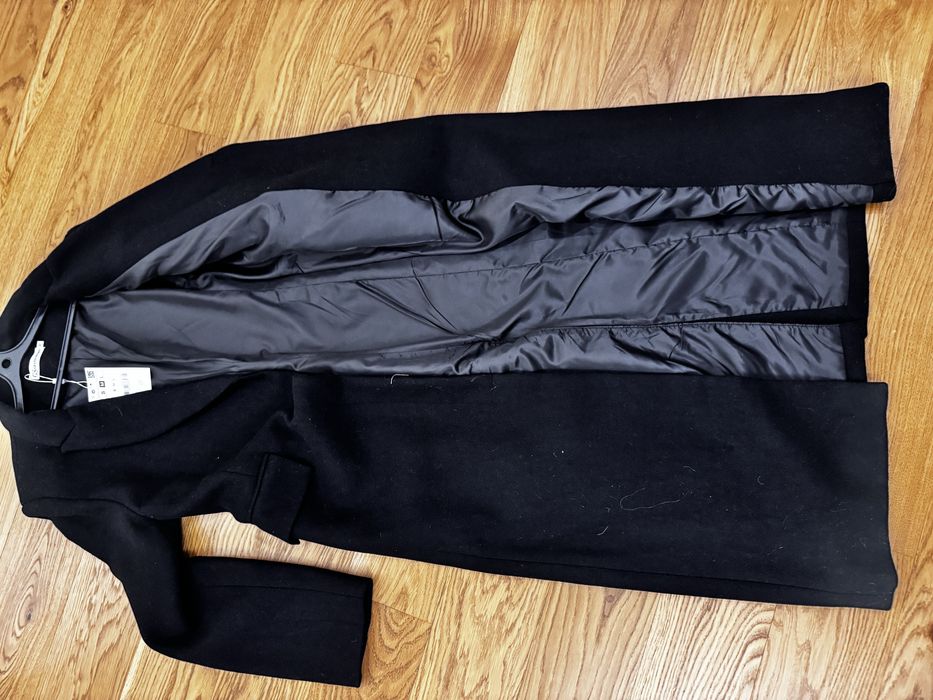 Пальто шерсть приталенное, черное