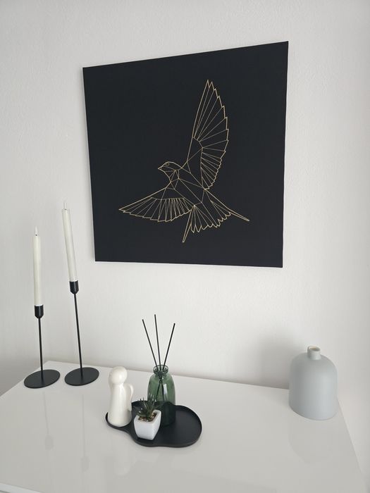 Tablou panza, 57x 57 cm, negru / auriu