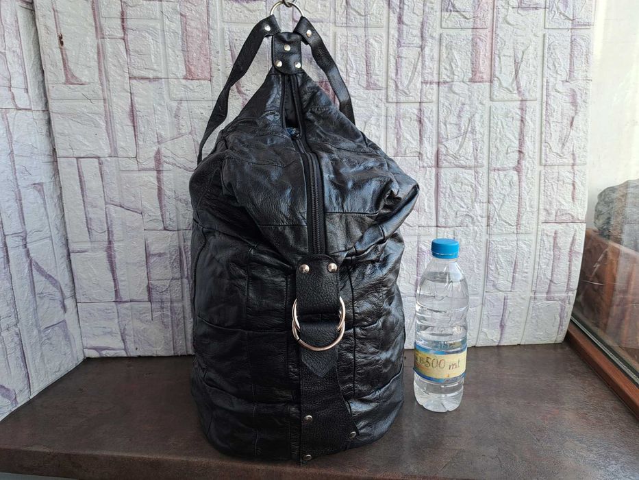 дамска раница.черна кожена чанта,раничка Нова!-естествена кожа