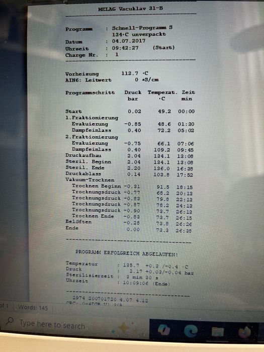 Autoclav sterilizator Melag 31B dental stomatologie clinica chirurgie