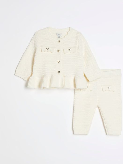 River Island Next costum bebe peplum bumbac alb ivory