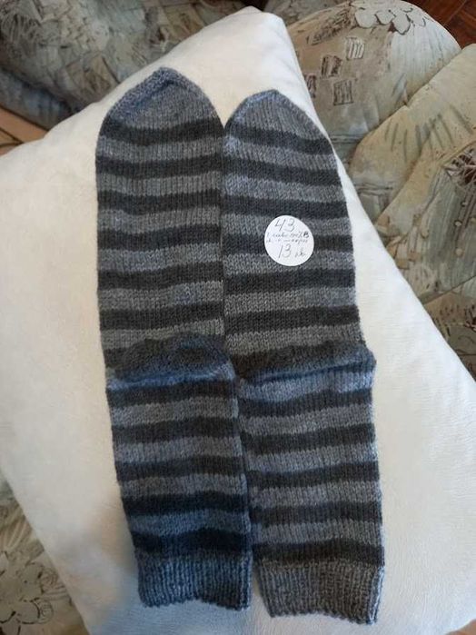 Ръчно плетени мъжки чорапи от вълна размер 44