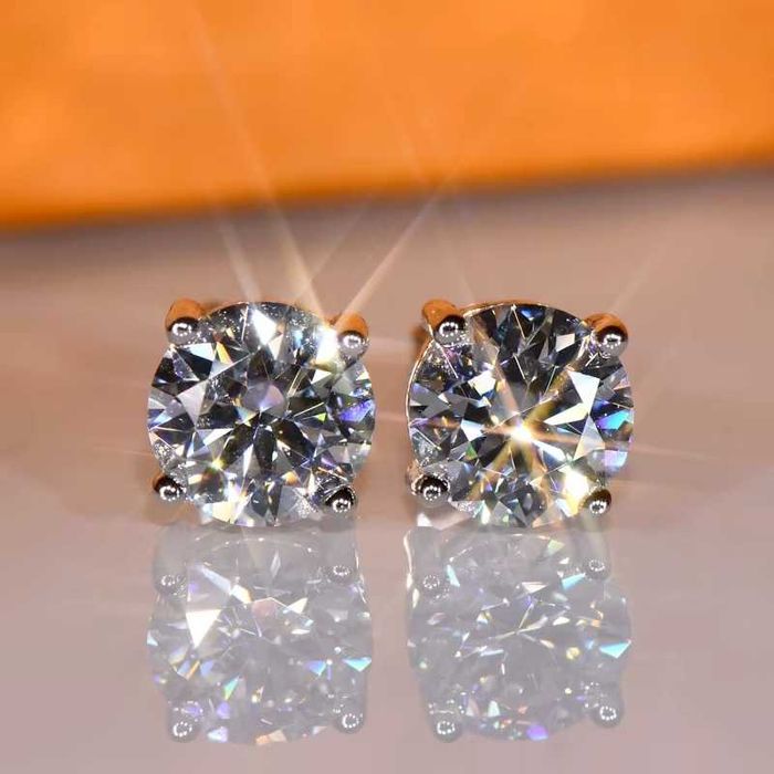 Cercei din Argint S925 1CT cu piatră Moissanite VVS1 tip Swarovski / Pandora