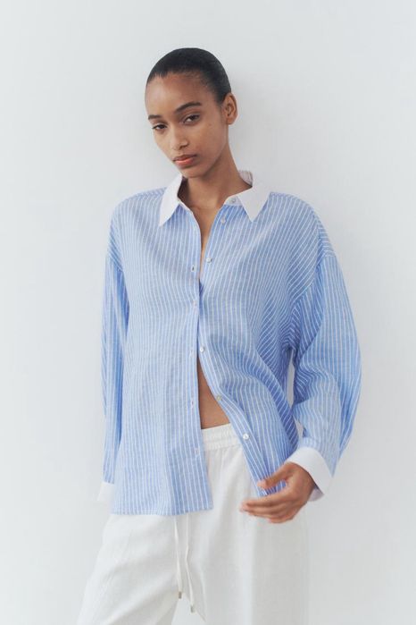 Рубашка Zara из льна, б/у, р. М