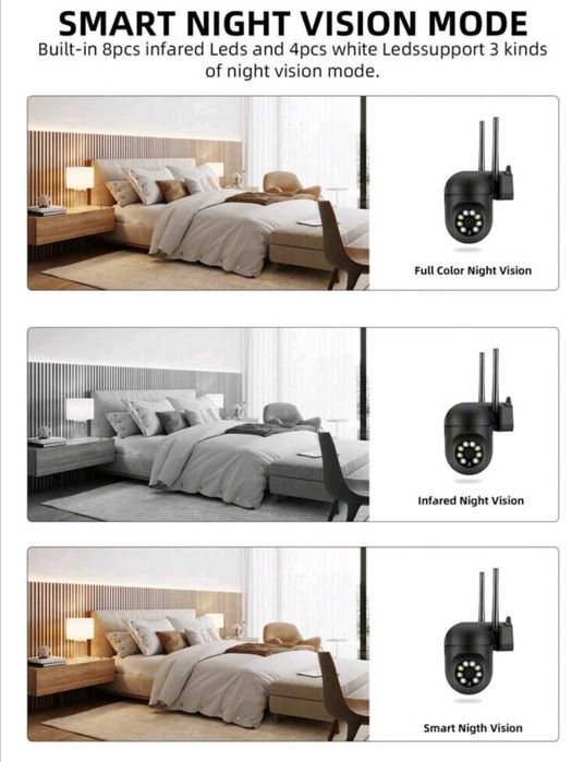 Черна HD камера за наблюдение 5 MP 360