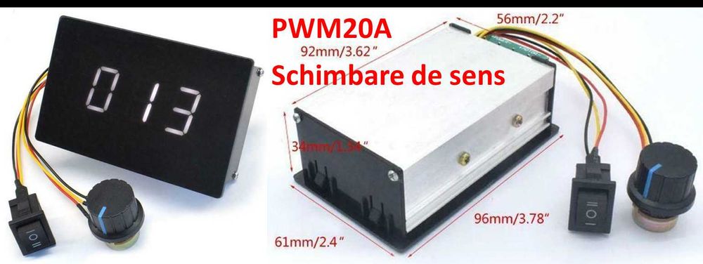 PWM 20A 6-60V Schimbare sens Regulator de turatie motor cc. Nou