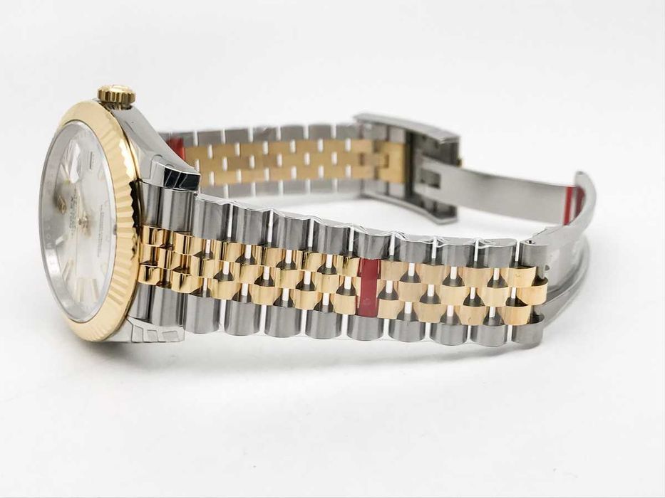 Rolex Datejust 41mm Жълто злато Fluted Bezel Сребрист циферблат Jubilee – реални снимки