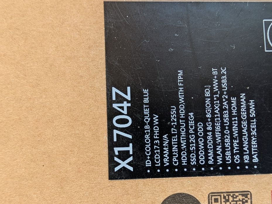 SIGILAT - Laptop Asus Vivobook X1704Z - i7 1255U - 16GB DDR4-512GB SSD