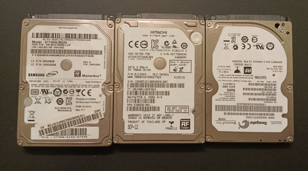 Жёсткие диски для ноутбуков 1Тб/750/500