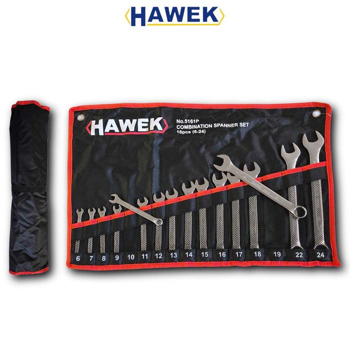 Комплект звездогаечни ключове 16 части (6-24мм) HAWEK