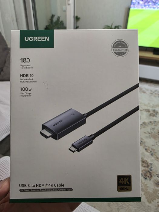 Кабель UGREEN CM675 USB-C → HDMI 4K 60Hz PD 100W HDR10 Dolby Audio (55