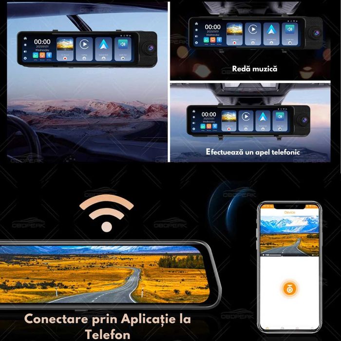 Camera de bord Auto tip Oglinda,Navigatie Auto Carplay si Android auto
