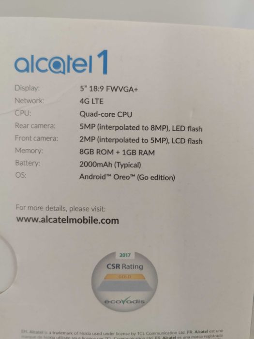 Смартфон Alcatel 1 2019
