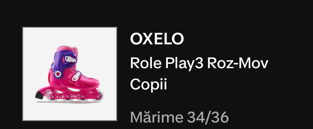 Set Role Roz 34-36 + casca roz reglabila + set protectii Oxelo - Decathlon, ca NOI!