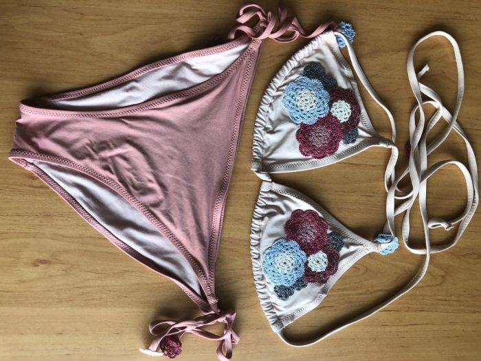 Розов бански на цветя / двоен /