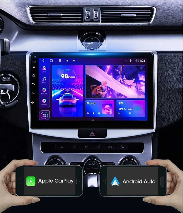 VW PASSAT B7 B6 CC 2010-2015 2-DIN 10” 1280x720 с Android 14, 6/128GB, 4G/LTE