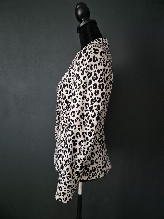 Sacou Blazer H&M Print Leopard Alb-Negru, Mărime EUR 34 (XS) – Office/Casual Șic