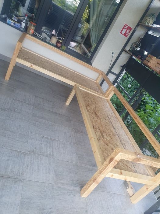 Două canapele terasă , lemn masiv tratate cu ulei de in 172 x 72* 65