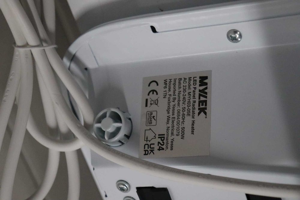 MYLEK Електрически панелен радиатор за отопление 500W UK Щепсел