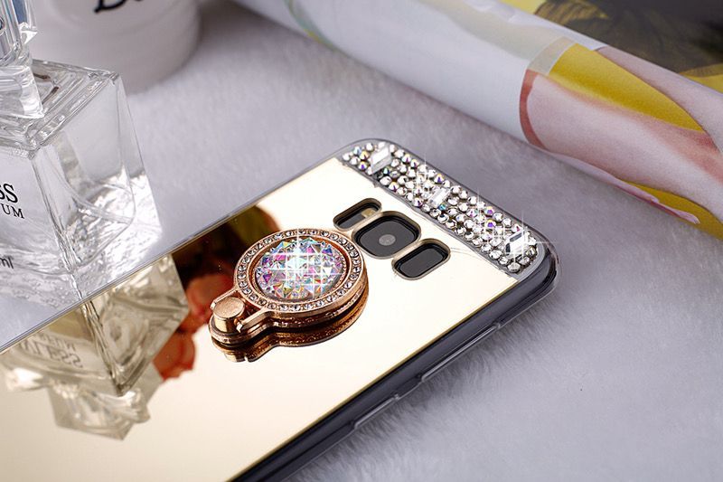 Husa tip oglinda cu pietricele si inel pt. Samsung Galaxy S8 / S8 Plus