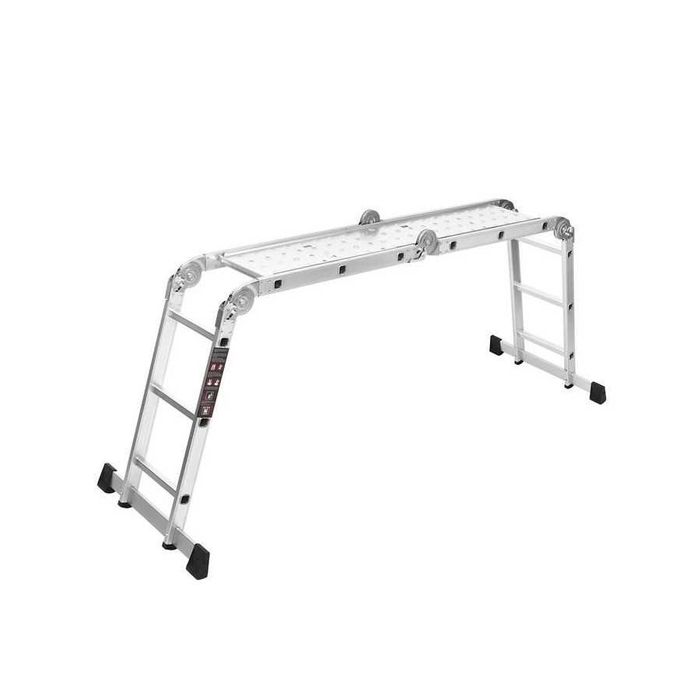 Scara aluminiu, cu platforma, articulata, 4 x 3 trepte, inaltime 3.39 m, 150 kg