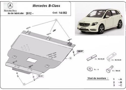 Scut motor metalic otel 2-3mm Mercedes A,B,C,E,S,V, GLA,GLC,Viano,Vito