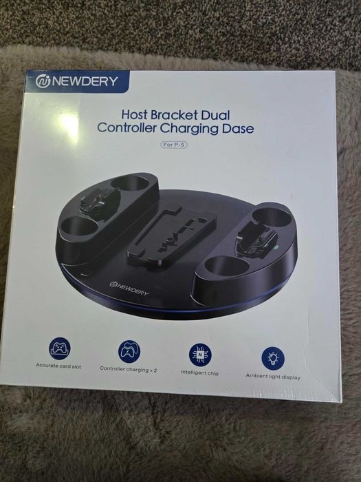 NEWDERY Вертикална стойка за PS5 /PS5 Slim/PS 5 Pro, RGB светлина