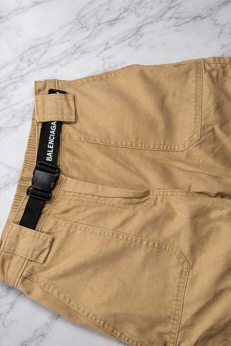дамски карго cargo  панталон баленсиага бежов горчица с джобове и черен колан дъдлъг панталон camel balenciaga