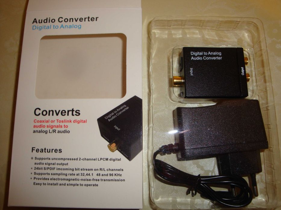 Adaptor audio digital DAC optic analogic RCA jack coaxial TV player