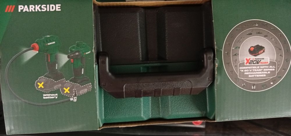 Compresor și pompa aer Parkside pe acumulator 20 V.
