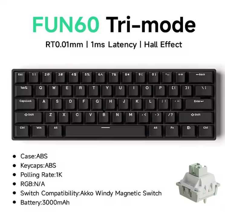 MonsGeek FUN60 Tri-mode Mechanical Keyboard Hall Effect