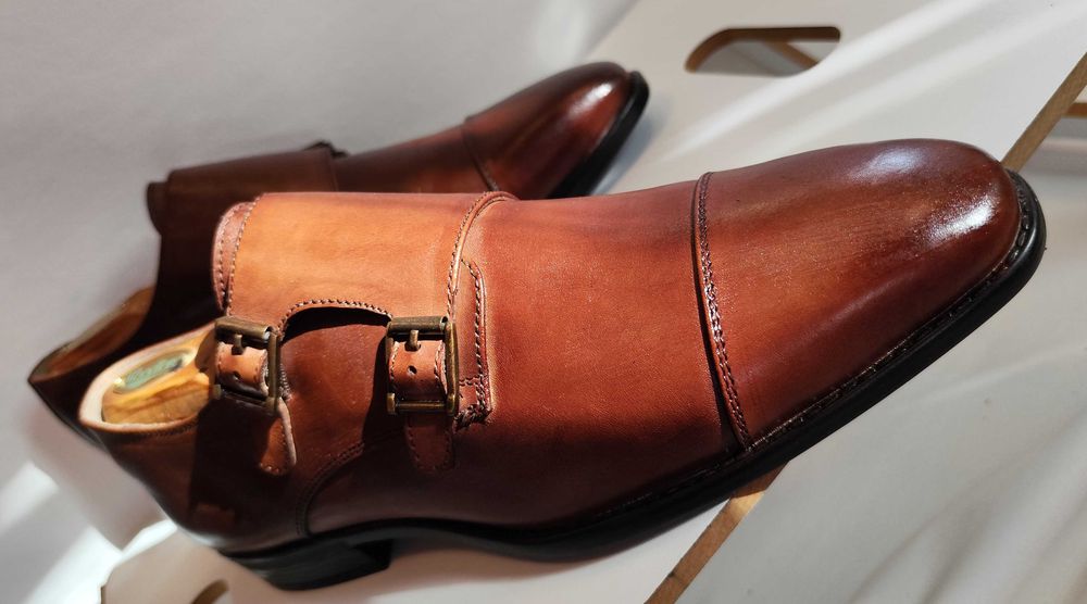 Pantofi double monk de lux 42.5 43 Arthur Brooke NOI piele naturala moale