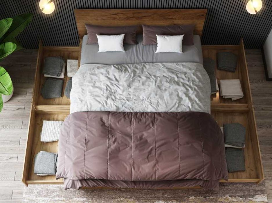 Pat 140x200 cm + 4 sertare depozitare + SALTEA spuma 20 cm