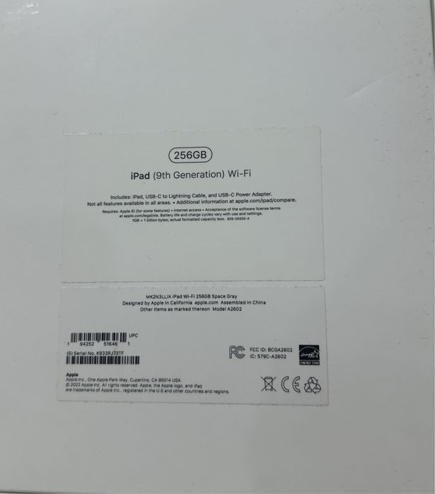 Ipad 9th gen 2022, 256gb