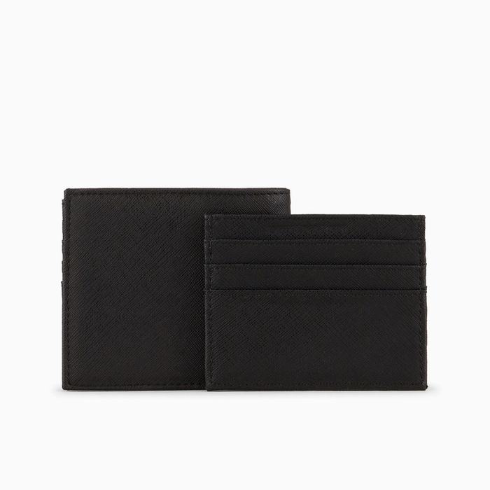 Подаръчен комплект портфейл и визитник от Saffiano кожа Emporio Armani