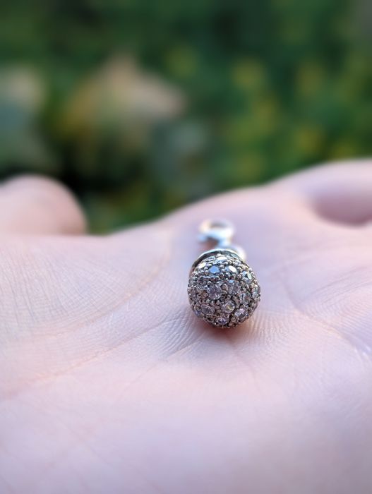 Vechi pandantiv charm din argint de 925 cu pietricele albe zirconiu