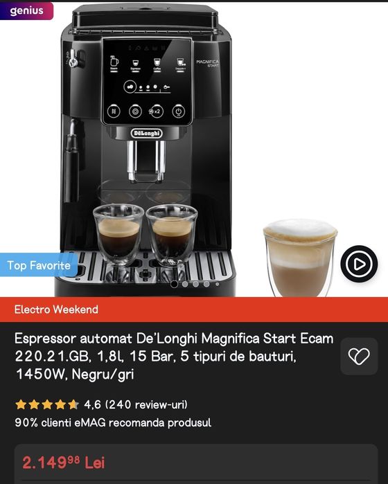 Espressor automat De’Longhi Magnifica Start